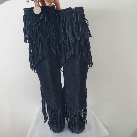 Sam Edelman URI Over The Knee Boot With Fringe Black Size 7.5US - Picture 4 of 13